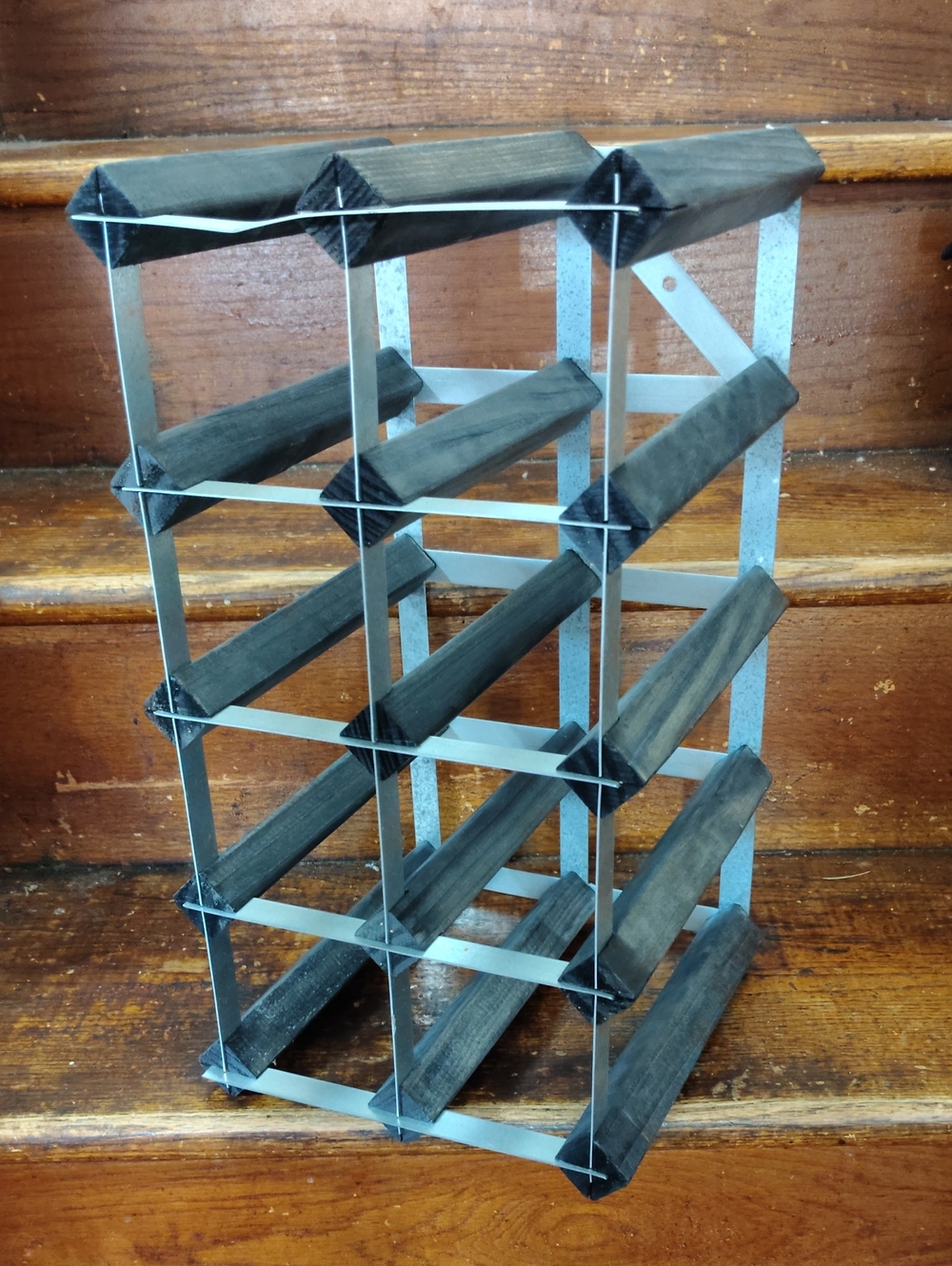 Large Rustic Black and Silver Wine Rack - Picture 2 of 6